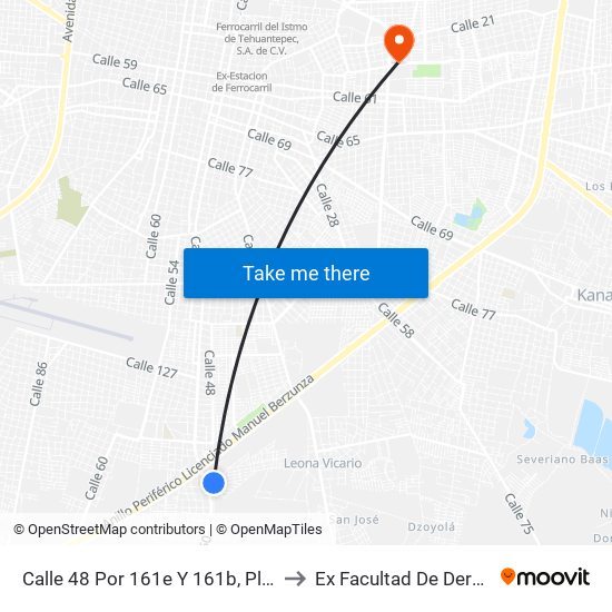 Calle 48 Por 161e Y 161b, Plan De Ayala Sur to Ex Facultad De Derecho (Uady) map