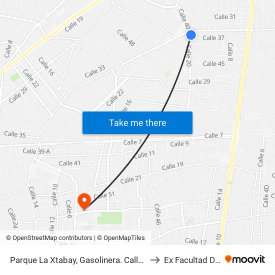 Parque La Xtabay, Gasolinera. Calle 20 Por 37 Y 35, Colonia Leandro Valle to Ex Facultad De Derecho (Uady) map