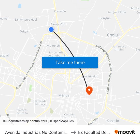 Avenida Industrias No Contaminantes  Por 79 Y Periférico to Ex Facultad De Derecho (Uady) map