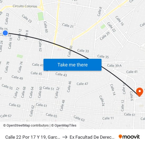 Calle 22 Por 17 Y 19, García Gíneres to Ex Facultad De Derecho (Uady) map