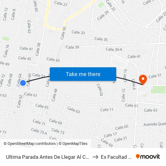 Ultima Parada Antes De Llegar Al Centro Histórico, Calle 62 Por 55 Y 57, Centro to Ex Facultad De Derecho (Uady) map