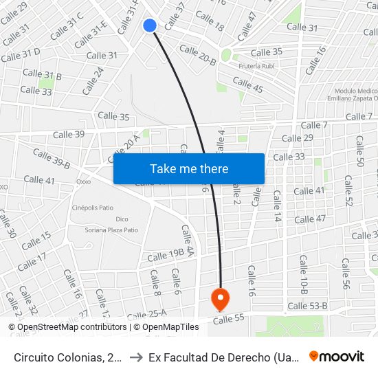 Circuito Colonias, 215 to Ex Facultad De Derecho (Uady) map