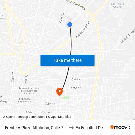 Frente A Plaza Altabrisa, Calle 7 Por 30 Y 28, Colonia Maya to Ex Facultad De Derecho (Uady) map