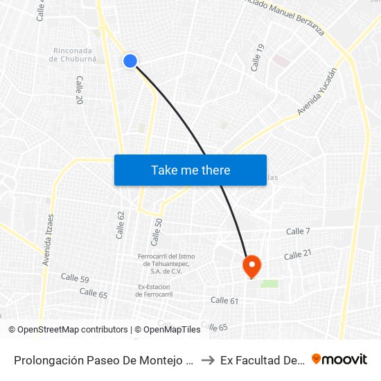 Prolongación Paseo De Montejo Por 45 Y 47, Benito Juaréz Norte to Ex Facultad De Derecho (Uady) map