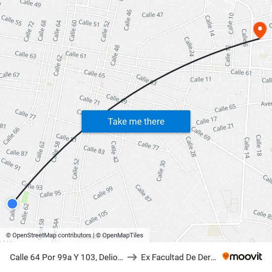 Calle 64 Por 99a Y 103, Delio Moreno Cantón to Ex Facultad De Derecho (Uady) map