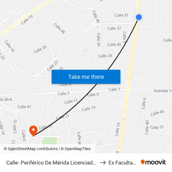 Calle- Periférico De Mérida Licenciado Manuel Berzunza Por 33 Y 31-A, Colonia Santa María Chí. to Ex Facultad De Derecho (Uady) map
