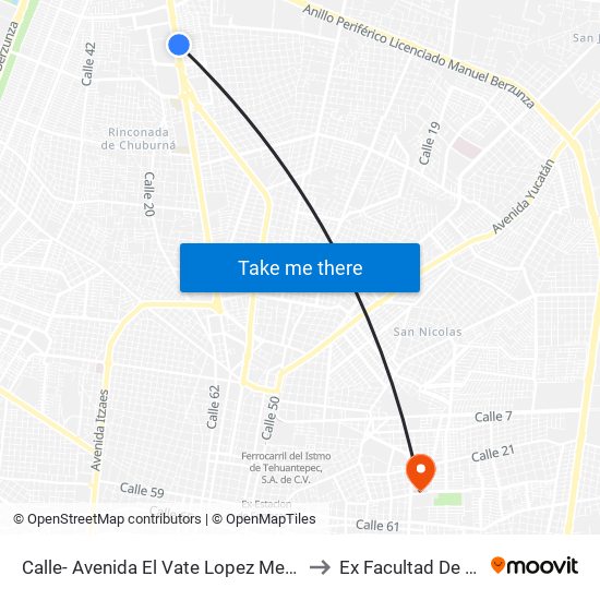 Calle- Avenida El Vate Lopez Mendez Por 55 Y 53 Cordemex to Ex Facultad De Derecho (Uady) map