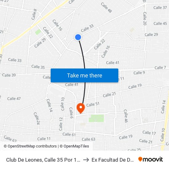 Club De Leones, Calle 35 Por 16b Y 16a, San Nicolás to Ex Facultad De Derecho (Uady) map