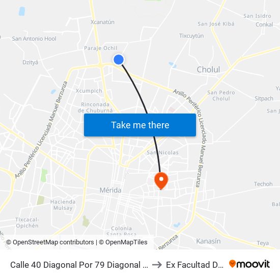 Calle 40 Diagonal Por 79 Diagonal Y 85 Diagonal, Sin Nombre De Colonia to Ex Facultad De Derecho (Uady) map