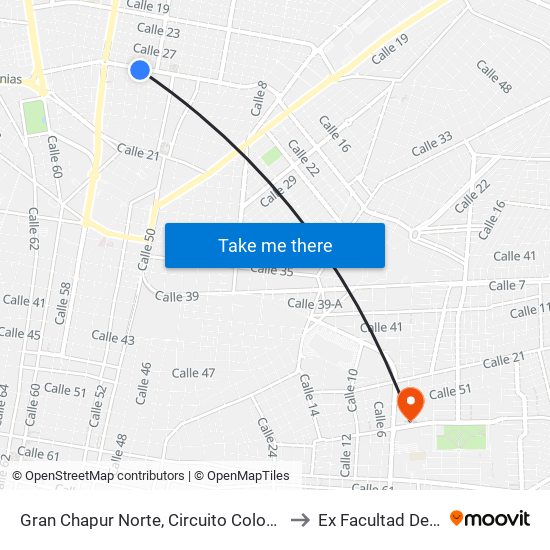 Gran Chapur Norte, Circuito Colonias Por 26 Y 20, Colonia México to Ex Facultad De Derecho (Uady) map