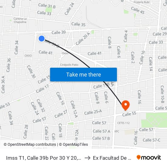 Imss T1, Calle 39b Por 30 Y 20, Fraccionamiento El Fénix to Ex Facultad De Derecho (Uady) map