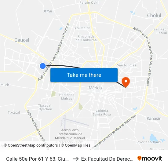 Calle 50e Por 61 Y 63, Ciudad Caucel to Ex Facultad De Derecho (Uady) map