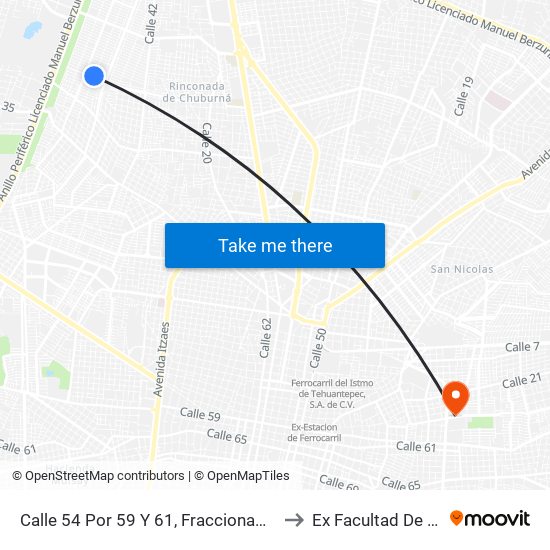 Calle 54 Por 59 Y 61, Fraccionamiento Francisco De Montejo to Ex Facultad De Derecho (Uady) map