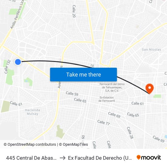 445 Central De Abastos to Ex Facultad De Derecho (Uady) map