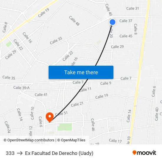 333 to Ex Facultad De Derecho (Uady) map