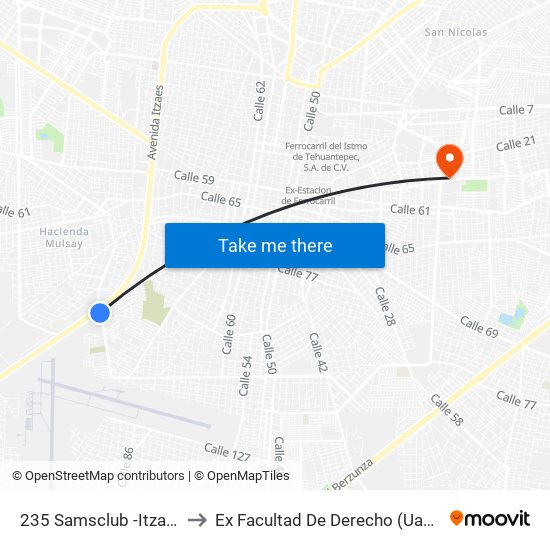 235 Samsclub -Itzaes to Ex Facultad De Derecho (Uady) map