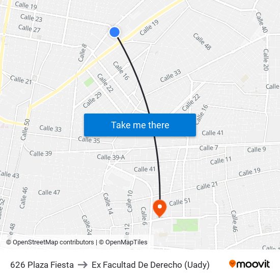 626 Plaza Fiesta to Ex Facultad De Derecho (Uady) map