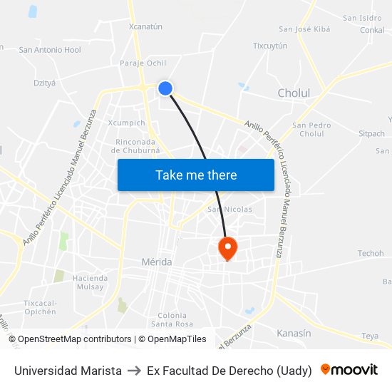 Universidad Marista to Ex Facultad De Derecho (Uady) map