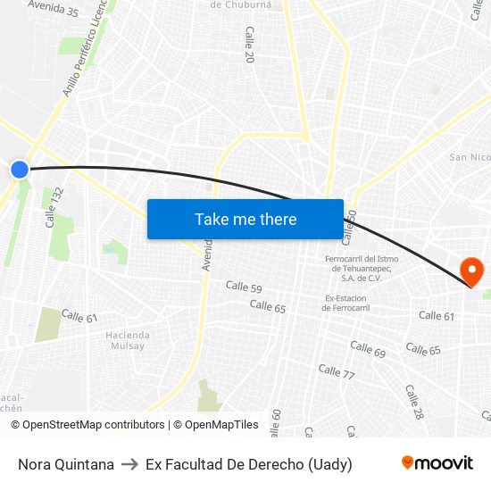 Nora Quintana to Ex Facultad De Derecho (Uady) map