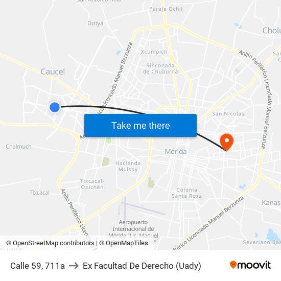 Calle 59, 711a to Ex Facultad De Derecho (Uady) map