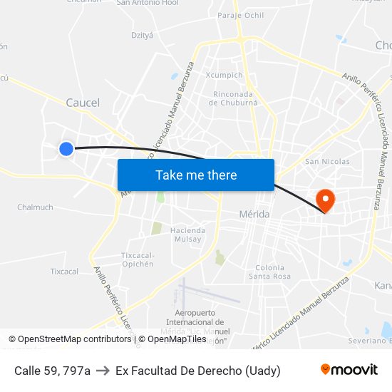 Calle 59, 797a to Ex Facultad De Derecho (Uady) map