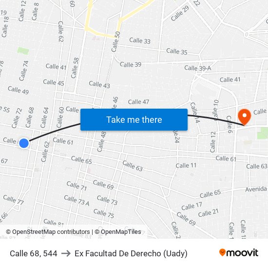 Calle 68, 544 to Ex Facultad De Derecho (Uady) map