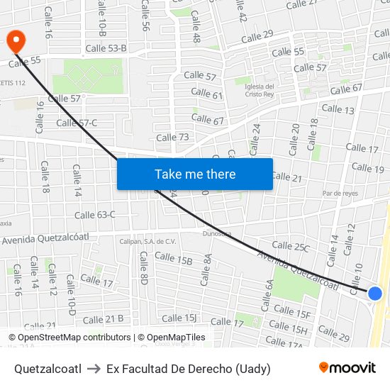 Quetzalcoatl to Ex Facultad De Derecho (Uady) map