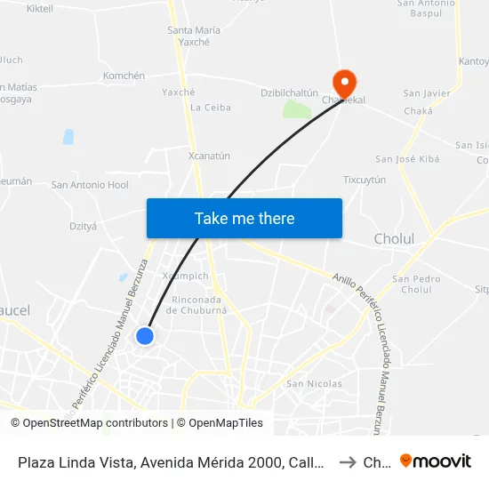 Plaza Linda Vista, Avenida Mérida 2000, Calle 40 Por 19a1 Y 13, Fraccionamiento Jardines De Lindavista to Chablekal map