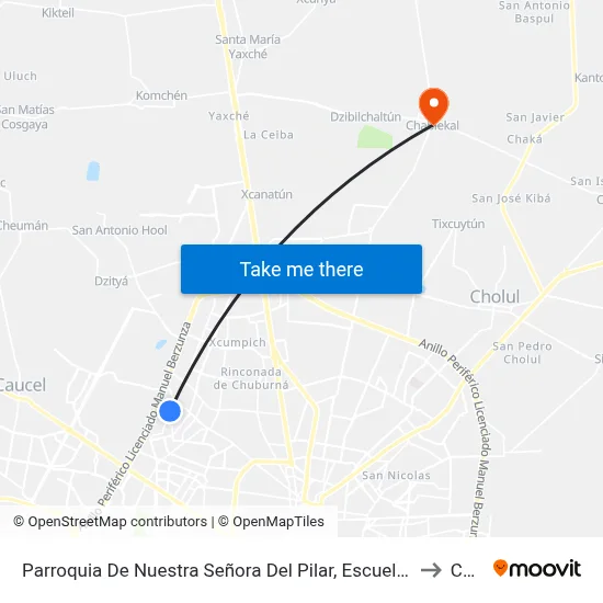 Parroquia De Nuestra Señora Del Pilar, Escuela Secundaria Técnica Num. 55, Calle 44d Por 21a Y 21b,  Lindavista to Chablekal map