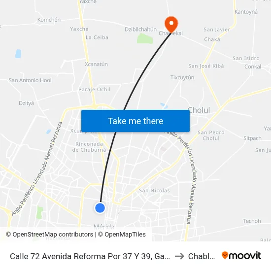 Calle 72 Avenida Reforma Por 37 Y 39, García Ginerés to Chablekal map