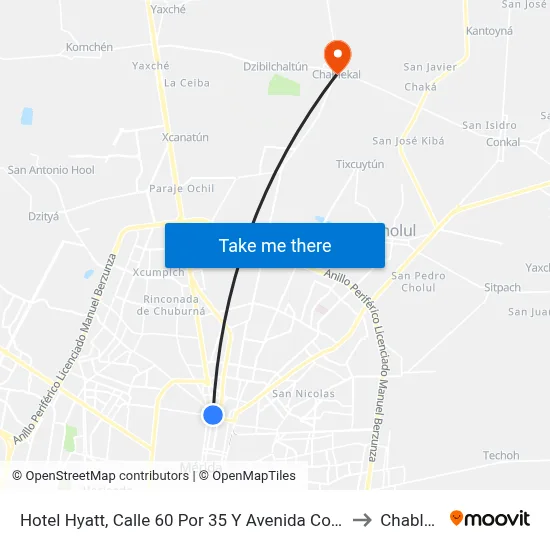 Hotel Hyatt, Calle 60 Por 35 Y Avenida Colón, Centro to Chablekal map