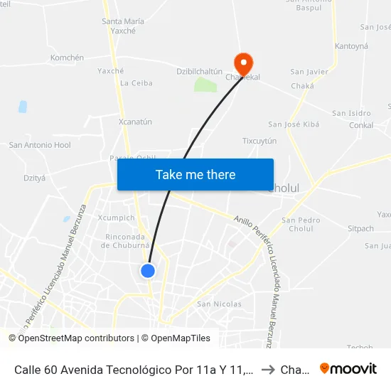 Calle 60 Avenida Tecnológico Por 11a Y 11, Fraccionamiento Del Norte to Chablekal map