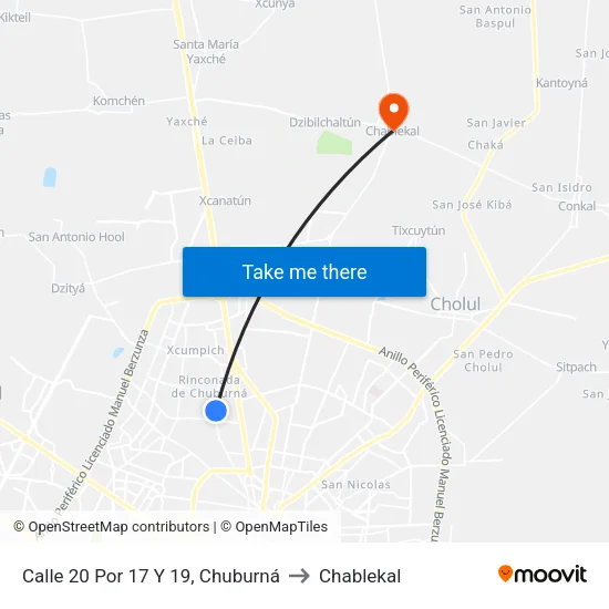Calle 20 Por 17 Y 19, Chuburná to Chablekal map