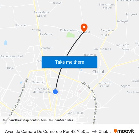 Avenida Cámara De Comercio Por 48 Y 50, Benito Juárez Norte to Chablekal map