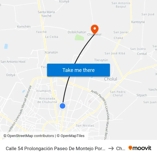 Calle 54 Prolongación Paseo De Montejo Por Avenida Campestre Y 1c, Fraccionamiento Campestre to Chablekal map