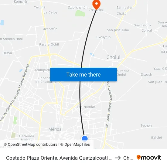 Costado Plaza Oriente, Avenida Quetzalcoatl Por Circuito Colonias Y Calle 16, Colonia Miraflores to Chablekal map