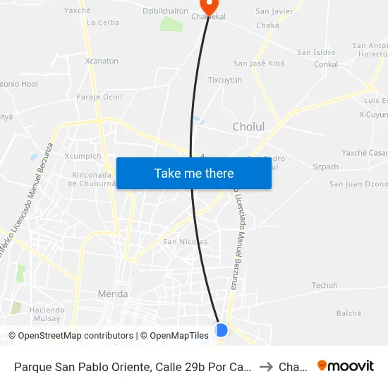 Parque San Pablo Oriente, Calle 29b Por Calle 4 Y 4a, San Pablo Oriente to Chablekal map