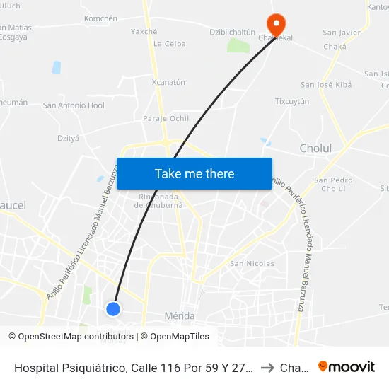 Hospital Psiquiátrico, Calle 116 Por 59 Y 27, Fraccionamiento Yucalpetén to Chablekal map