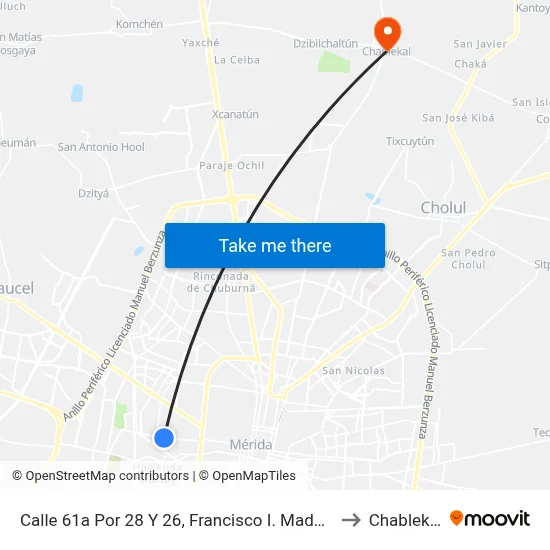 Calle 61a Por 28 Y 26, Francisco I. Madero to Chablekal map