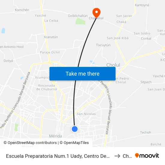 Escuela Preparatoria Num.1 Uady, Centro Deportivo Universitario, Calle 28 Por 41a Y 41, Colonia Industrial to Chablekal map