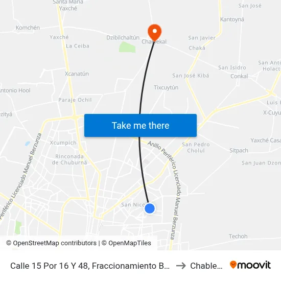 Calle 15 Por 16 Y 48, Fraccionamiento Brisas to Chablekal map