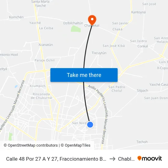 Calle 48 Por 27 A Y 27, Fraccionamiento Brisas Del Bosque to Chablekal map