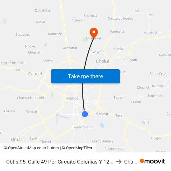 Cbtis 95, Calle 49 Por Circuito Colonias Y 12 Nte, Colonia Salvador Alvarado Sur to Chablekal map