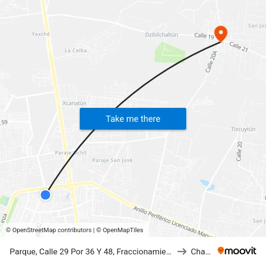 Parque, Calle 29 Por 36 Y 48, Fraccionamiento Francisco De Montejo V to Chablekal map