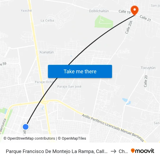 Parque Francisco De Montejo La Rampa, Calle 42 Por 47 Y 47a, Fraccionamiento Francisco De Montejo to Chablekal map