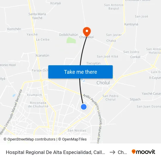 Hospital Regional De Alta Especialidad, Calle 7 Por 20 Y 22, Fraccionamiento Altabrisa to Chablekal map