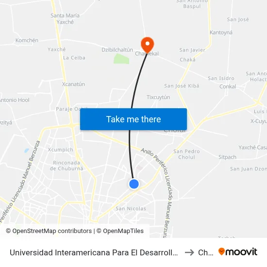 Universidad Interamericana Para El Desarrollo Unid, Avenida Correa Rachó Por 16, Colonia Vista Alegre to Chablekal map