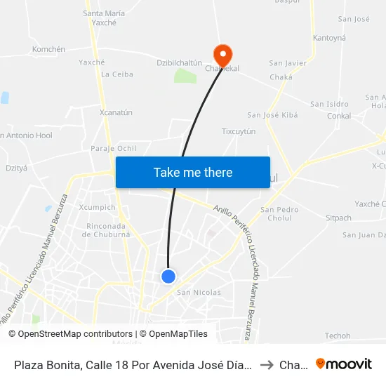 Plaza Bonita, Calle 18 Por Avenida José Díaz Bolio Y Calle 23, México Oriente to Chablekal map