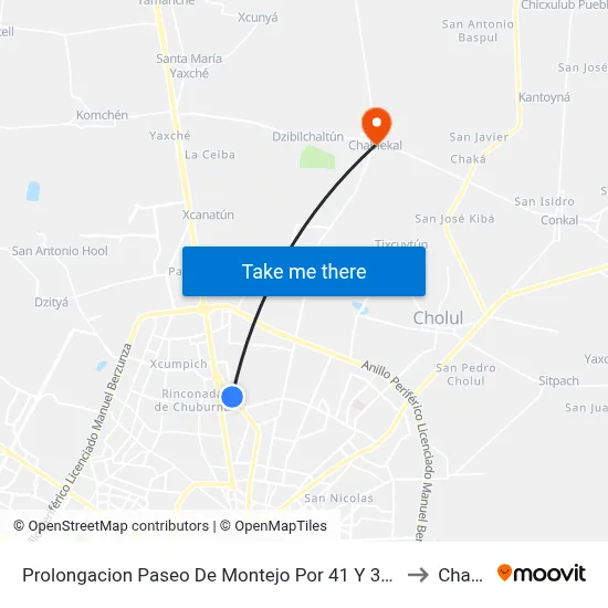 Prolongacion Paseo De Montejo Por 41 Y 39, Colonia Benito Juarez Norte to Chablekal map