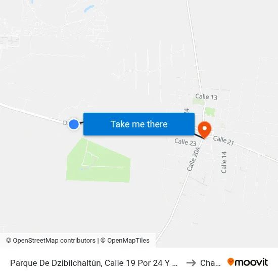 Parque De Dzibilchaltún, Calle 19 Por 24 Y 20, Comisaría De Dzibilchaltún to Chablekal map